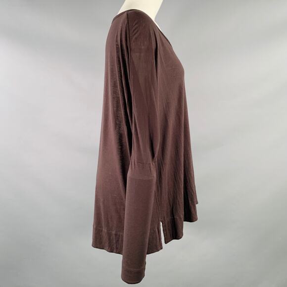ANN DEMEULEMEESTER Size M Brown Jersey Scoop Neck Casual Top - Picture 2 of 6